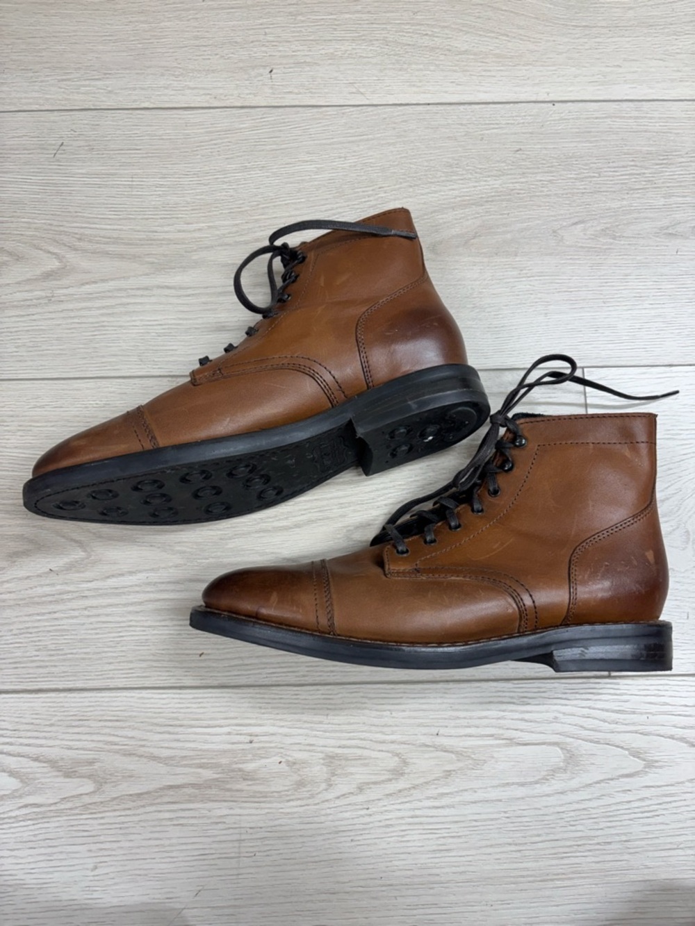 Thursday Boot Company Men's Captain Leather Lace-Up Boots in Brandy - Picture 4 of 11